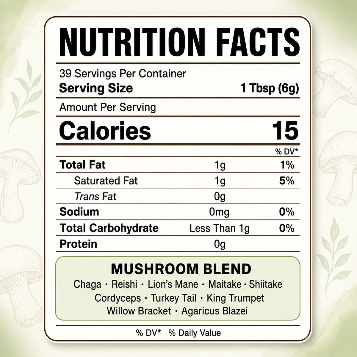 Mushroom Coffee Powder – 10 Superfoods, Focus & Energy, 39 Servings Mushroom Coffee Powder Qst