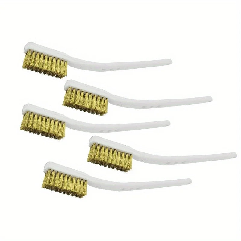 Brass Wire Brush Set 5-Pack – Mini Metal Polishing Brushes Wire Brush Set Qme