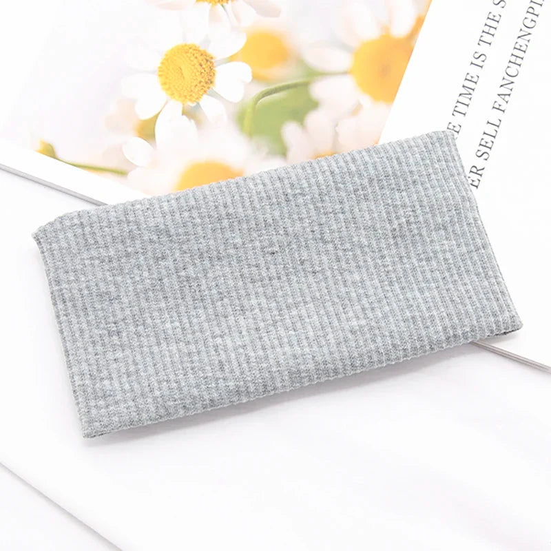 Women's Cotton Wide Turban Twisted Knotted Headband – 11 Colors Turban Headband Qme Light Grey