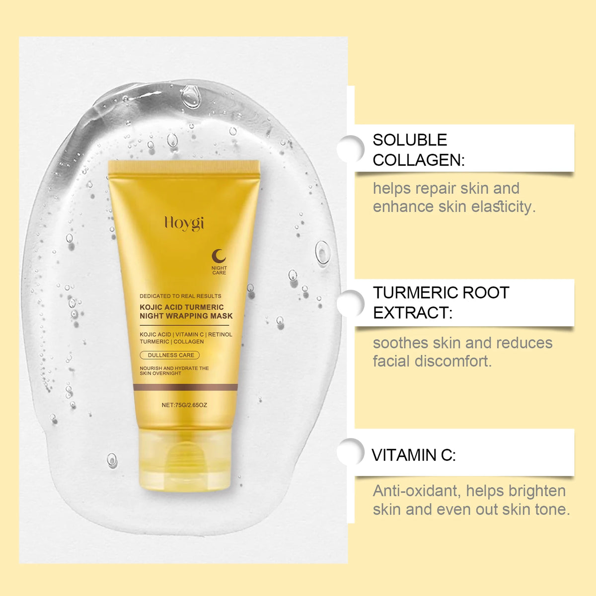 Hoygi Turmeric Collagen Peel-Off Mask – Brighten & Hydrate Peel-Off Face Mask Qst