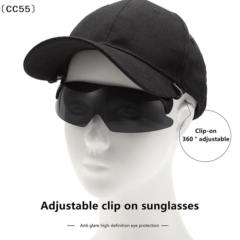 Flip-Up Clip-On Cap Sunglasses – UV & Polarized Sports Visor Clip-On Sunglasses Qst