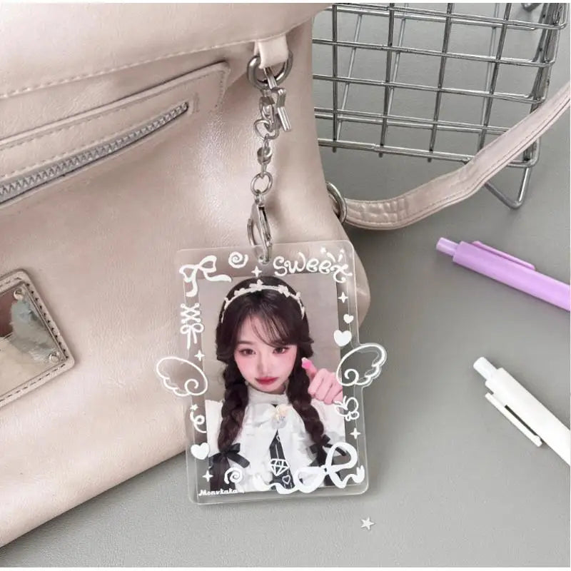 Clear Acrylic Photocard Holder Wing Star Keychain – 4 Colors Photocard Keychain Qme