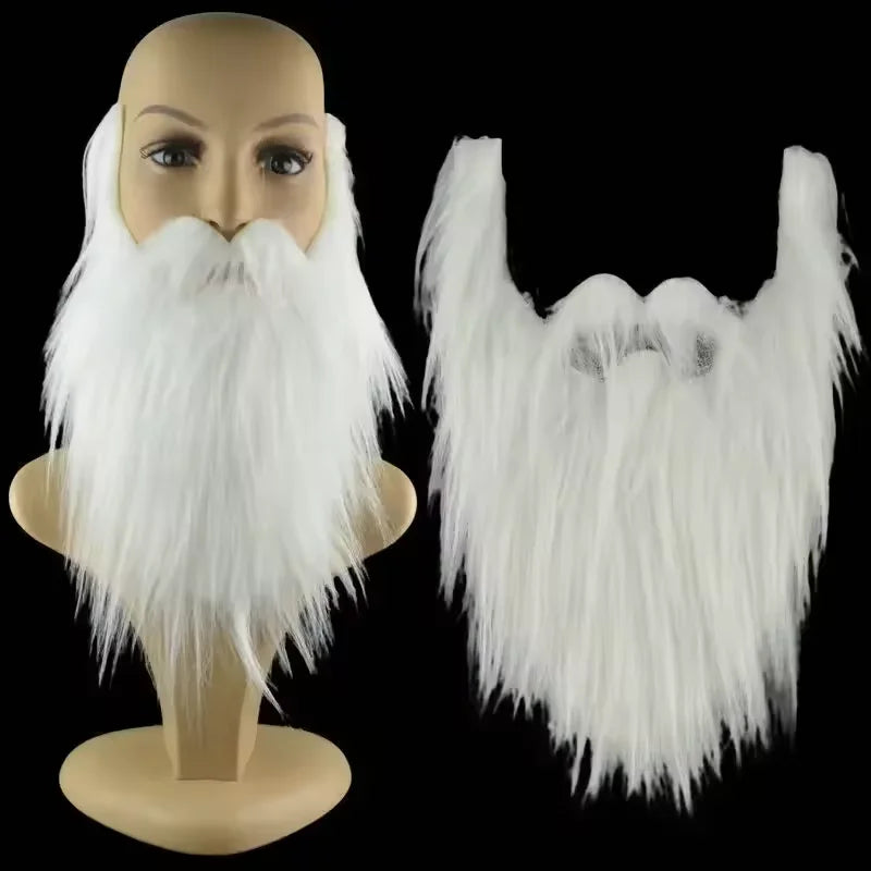 Fake White Plush Beard – Santa Claus Cosplay Party Prop Costume Beard Prop Qst