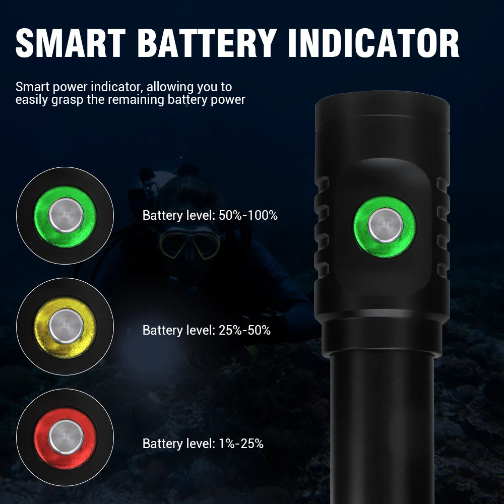 BORUiT M54 1000LM LED Diving Flashlight – IPX8 Waterproof Torch Diving Flashlight Qst