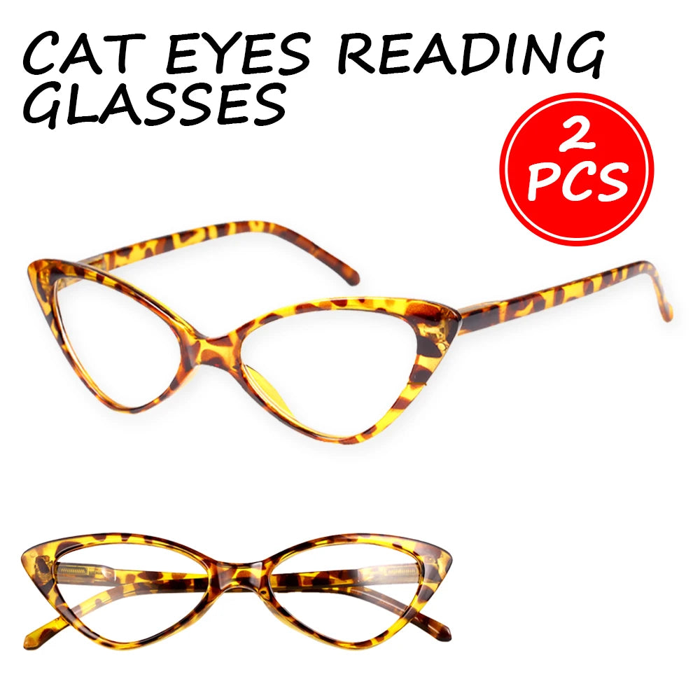 2-Pack Cat Eye Reading Glasses Ultralight +1.0 to +3.0 | VOPHA Reading Glasses Qst