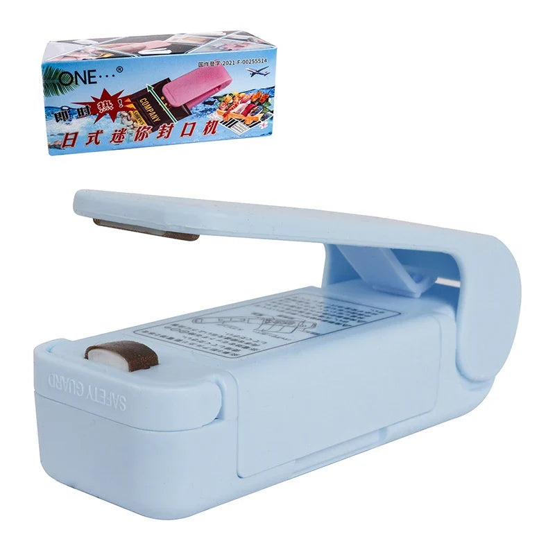 Mini Hand Pressure Food Bag Heat Sealer | ABS Kitchen Tool Food Bag Heat Sealer Qme Blue