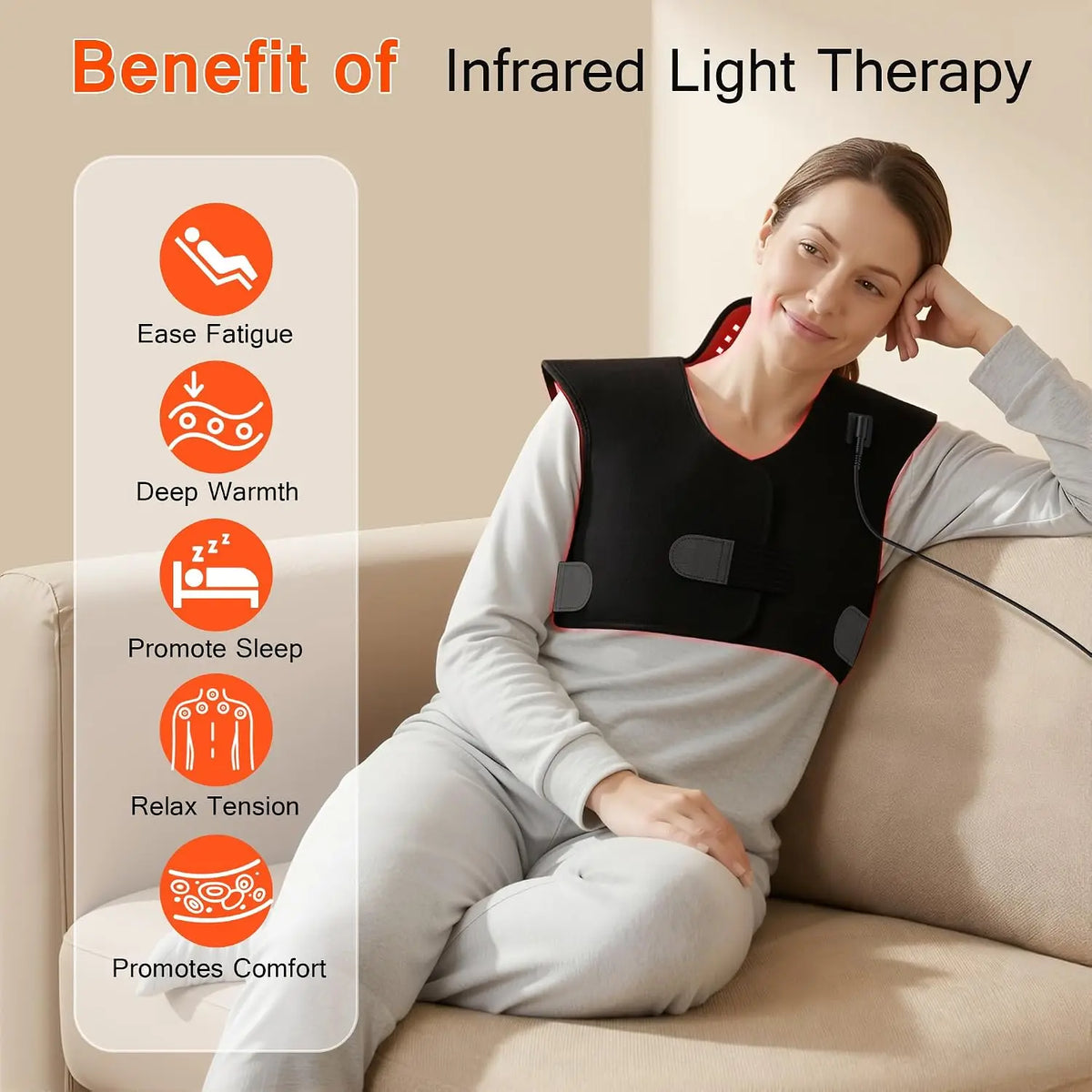 Red Light Therapy Neck & Shoulder Wrap – 165 LEDs 660nm 850nm Red Light Therapy Wrap Qst