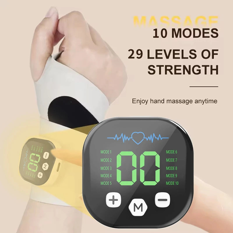 EMS Cordless Wrist Massager – 10 Modes, 29 Levels, Rechargeable Wrist Massager Qst