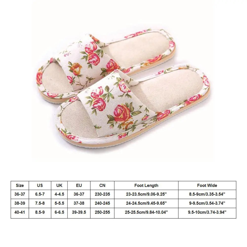 Women's Floral Indoor Slippers – Comfortable Flat House Shoes Indoor Flat Slippers Qme
