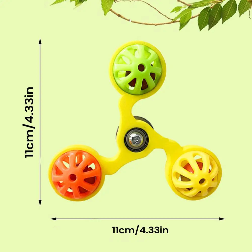Rotating Windmill Bird Toy with 3 Bells – Parakeet & Conure Bird Cage Toy Qme Yellow