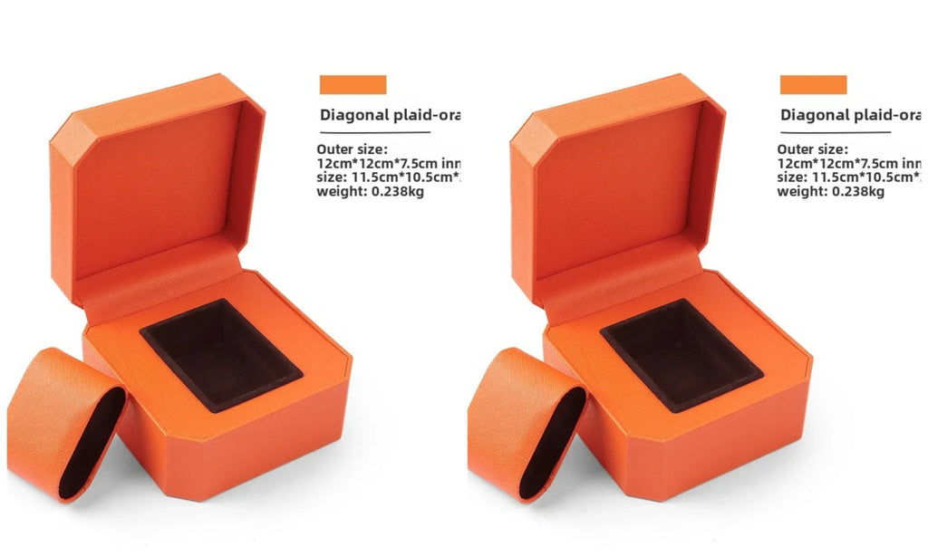 Octagonal PU Leather Watch Box | 2-Piece Portable Storage Case Watch Storage Case Qme Orange 2Pcs