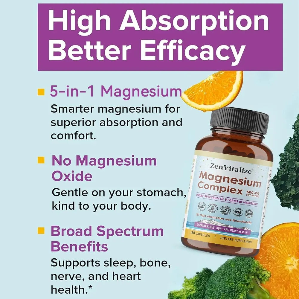 ZENVITALIZE Magnesium Complex Supplement – Vegan Capsules Magnesium Supplement Qst