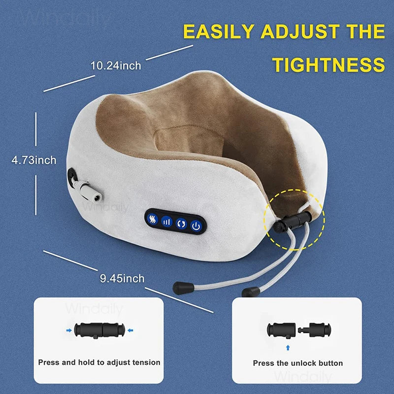 Electric Shiatsu Neck Massager – 3D Kneading Heat U-Pillow Neck Massager Pillow Qst