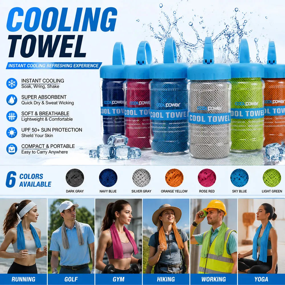 Ice Cool Neck Cooling Towel – Soft Breathable Polyester, 7 Colors Cooling Neck Towel Qme