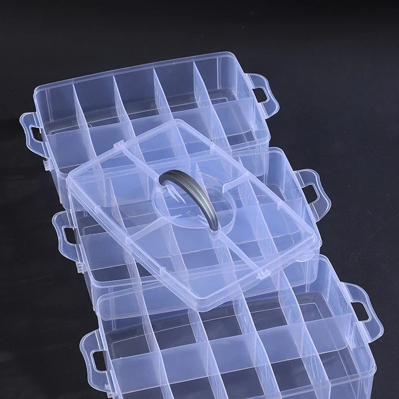 30-Grid 3-Layer Stackable Clear Jewelry Organizer Box Jewelry Organizer Box Qme