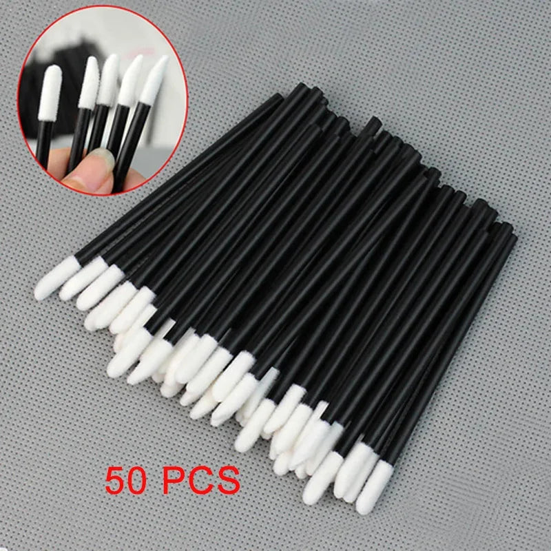 Disposable Lip Brushes – Lipstick & Gloss Wand Applicators Disposable Lip Brush Qme 50Pcs Black