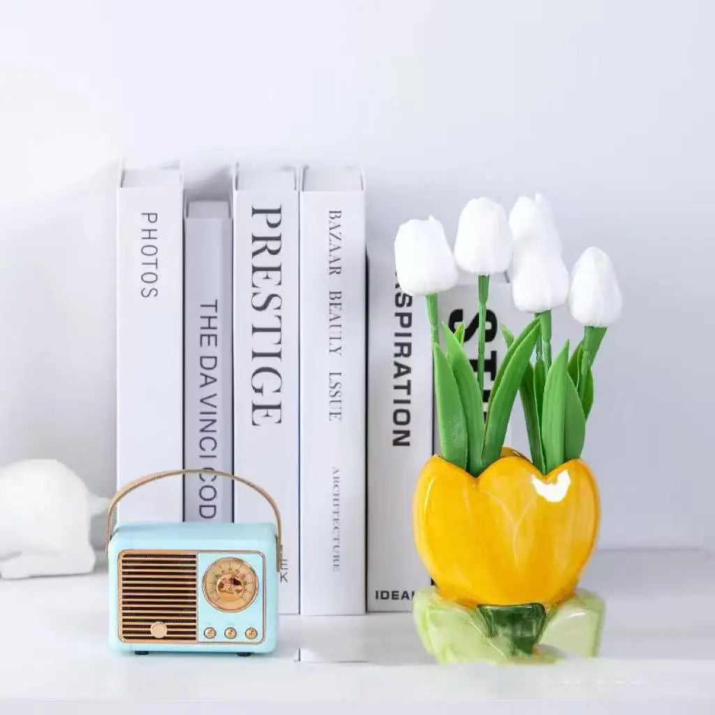 Tulip Ceramic Flower Vase | Contemporary Floral Pot Decor Ceramic Flower Vase Qme