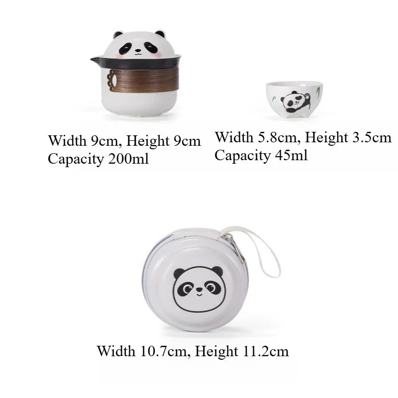 Panda Ceramic Camping Travel Tea Set | Portable Outdoor Camping Tea Set Qme