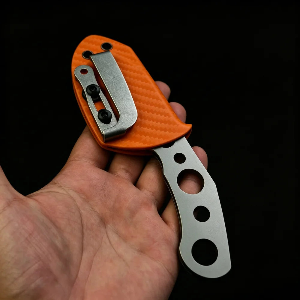 TRSKT AUS-10 Full Tang Neck Knife 62HRC + Kydex Sheath Fixed Blade Knife Qst