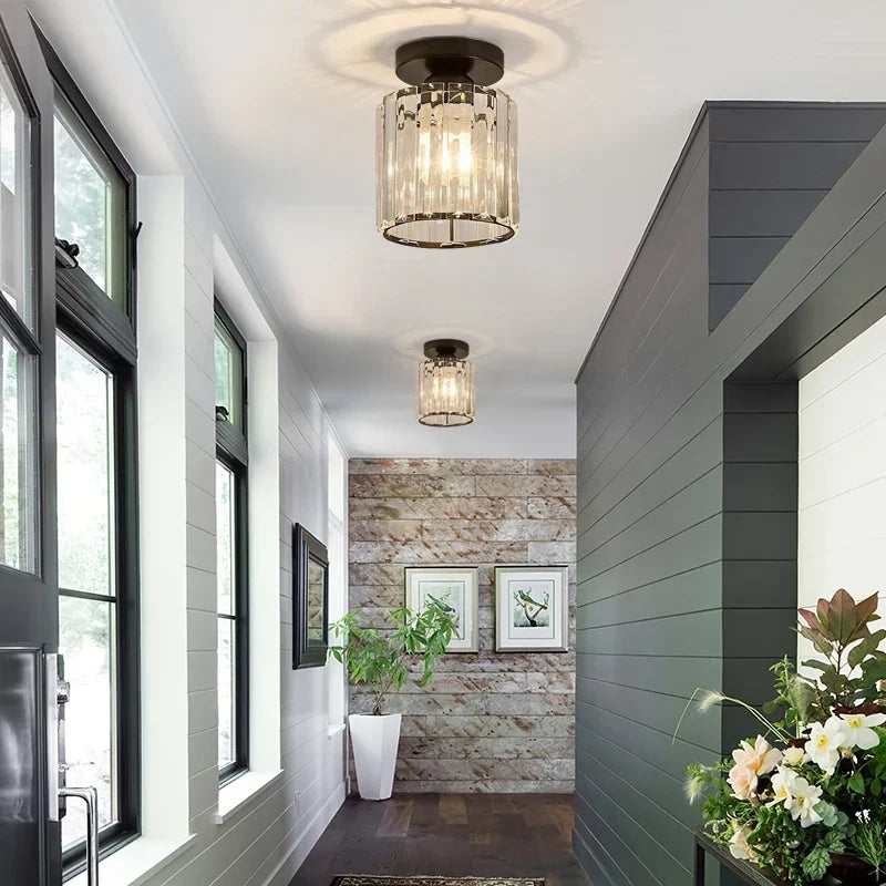 Nordic Modern Crystal E27 Ceiling Light – Bedroom & Corridor Crystal Ceiling Light Qme