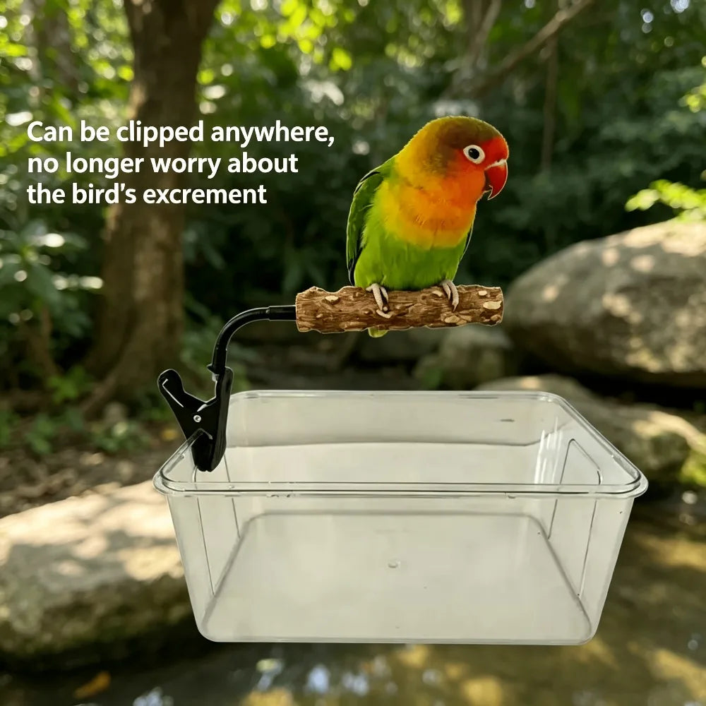 Clip-On Bird Potty Training Perch | Adjustable Natural Wood Bird Training Perch Qme