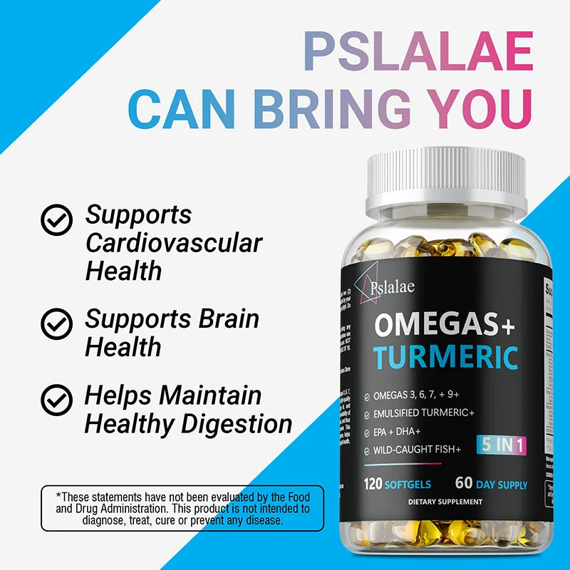 Omegas+ Turmeric Capsules – Heart, Brain & Joint Support Omega Turmeric Supplement Qst