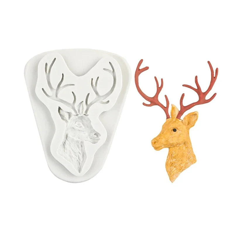 Christmas Deer Head Silicone Mold – Fondant, Chocolate & Soap Silicone Baking Mold Qme Default Title