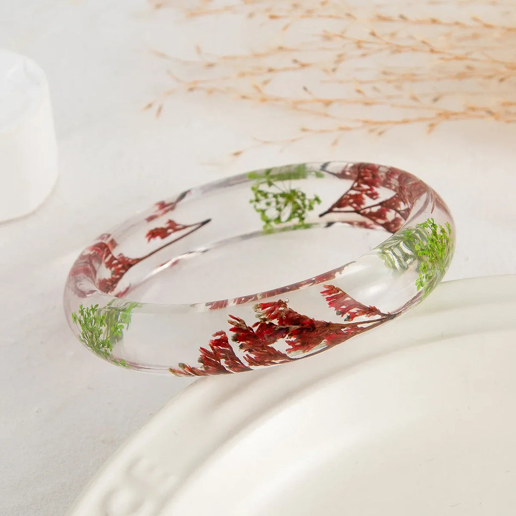 Floral Transparent Round Bangle Bracelet | Acrylic Daisy Bangle Bracelet Qme