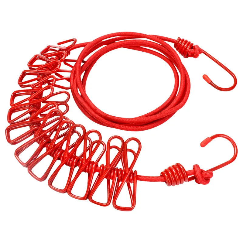 Portable Retractable Clothesline 12 Clips – Travel & Camping Travel Clothesline Qme Red