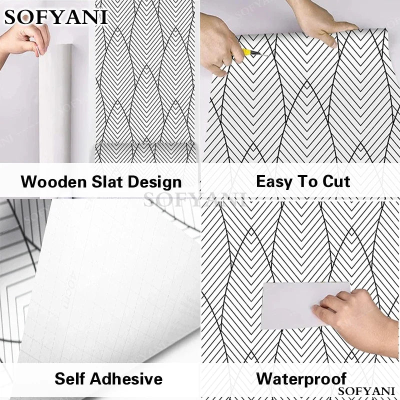 Black & White Geometric Peel & Stick Wall Contact Paper Peel & Stick Wallpaper Qme