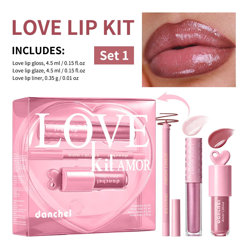 Mirror Lip Gloss Kit – Liner, Gloss & Shimmer with Vitamin E Lip Gloss Set Qst SET1