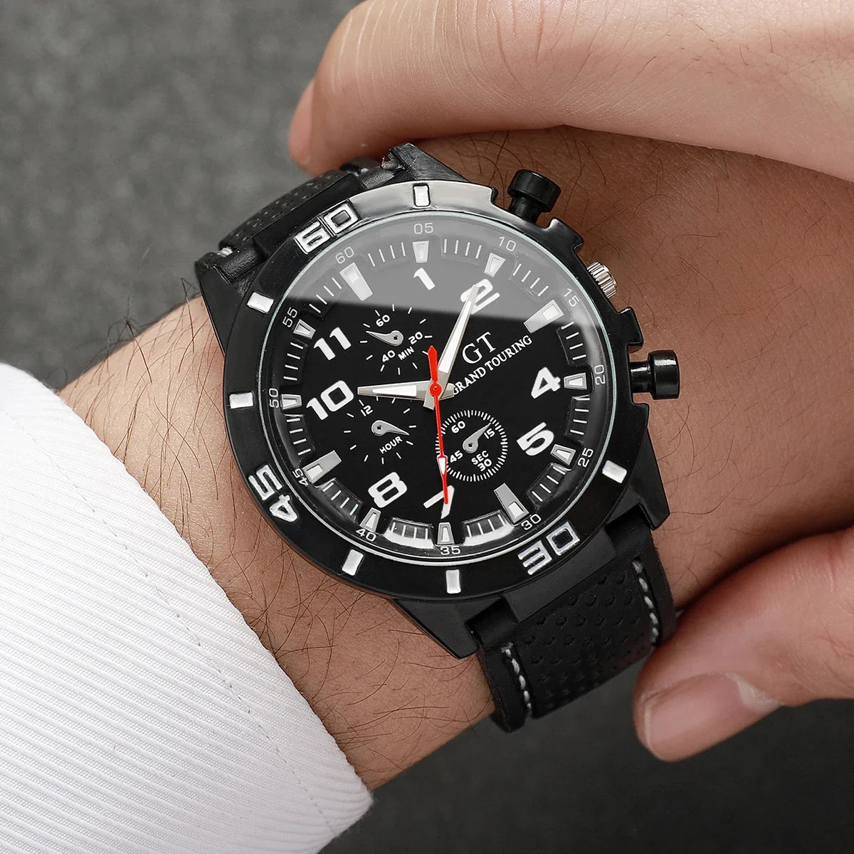 Men's Casual Quartz Watch | Silicone Band Car-Line Design Men's Quartz Watch Qme