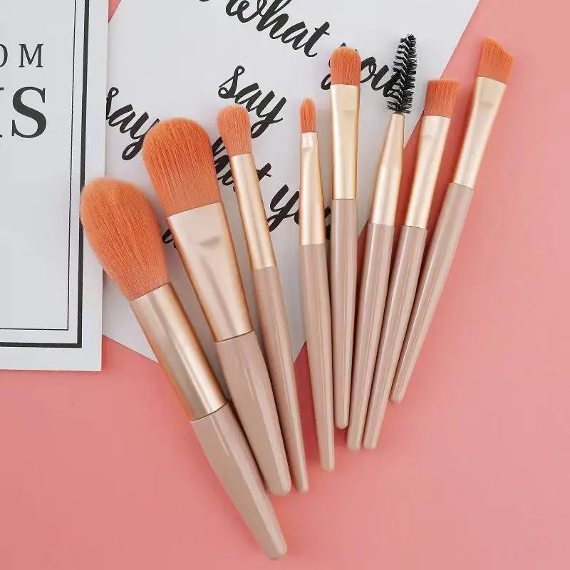 Macaron 8-Piece Makeup Brush Set – Eye Shadow & Foundation Makeup Brush Set Qme