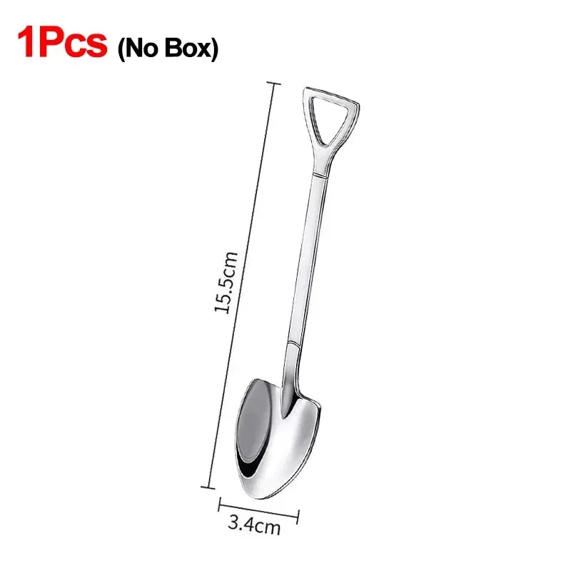 Stainless Steel Shovel Spoon – Coffee, Tea & Dessert Cutlery Dessert Spoon Qme A-1PC