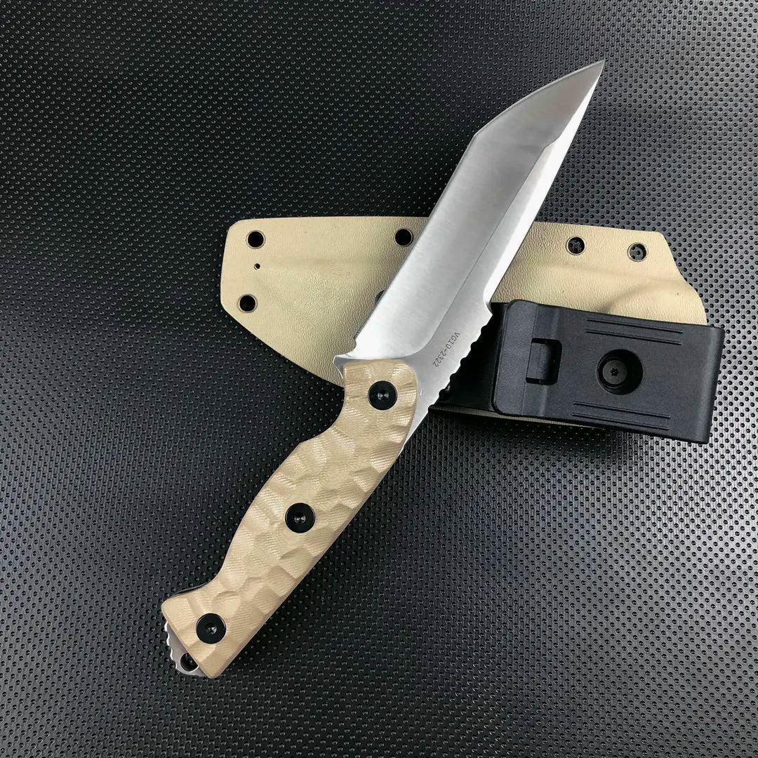 TRSKT VG10 Fixed Blade Hunting Knife – 8mm Thick G10 Handle Fixed Blade Knife Qst WHITE China Mainland