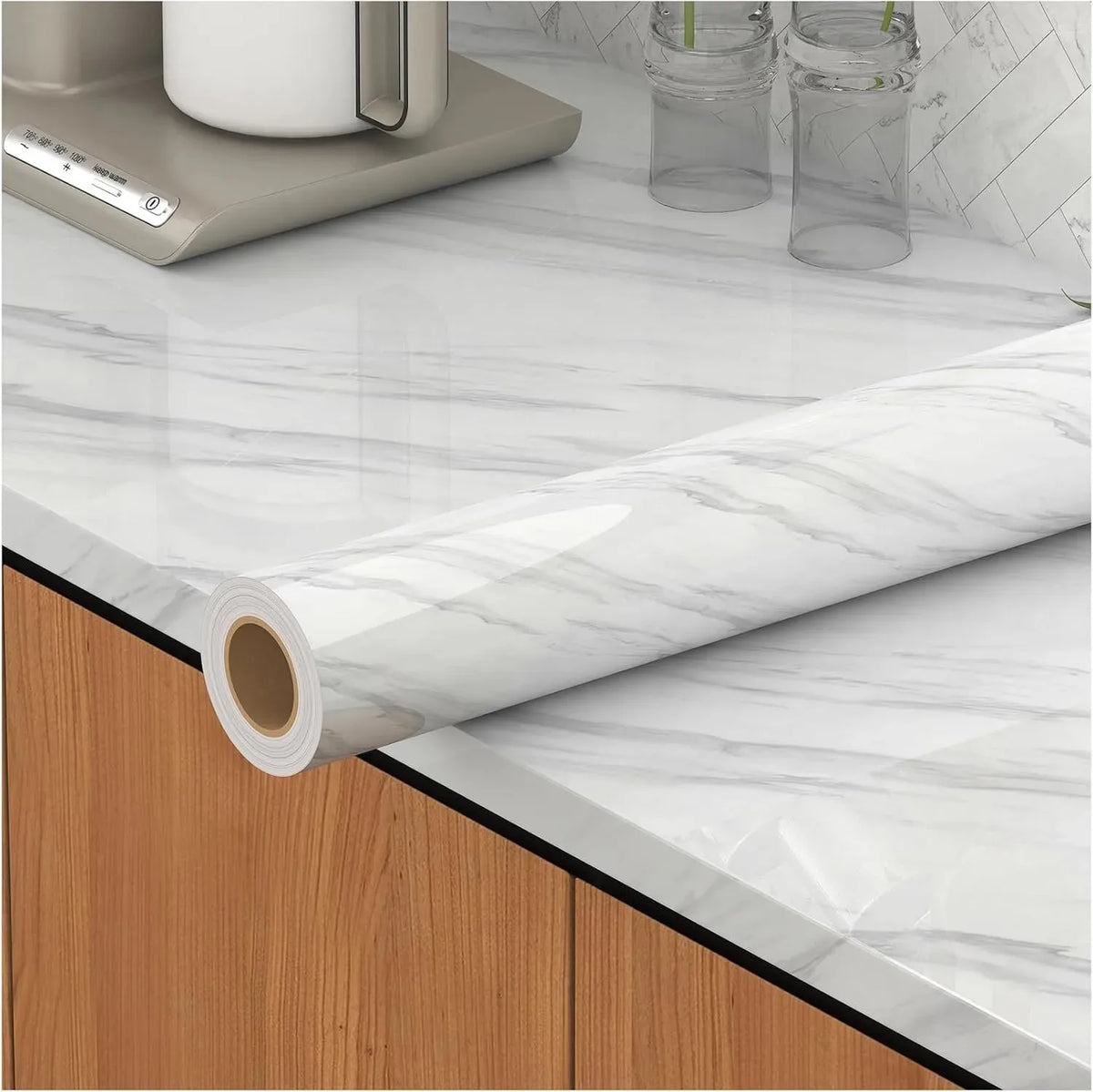 Marble PVC Self-Adhesive Wall Sticker – Waterproof & Oil-Resistant Peel & Stick Wallpaper Qme