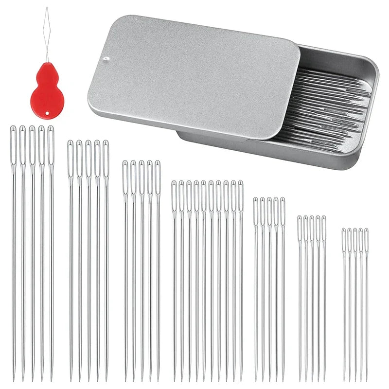 Large Eye Beading Needles 7 Sizes – Sewing, Leather & Embroidery Sewing Needle Set Qme