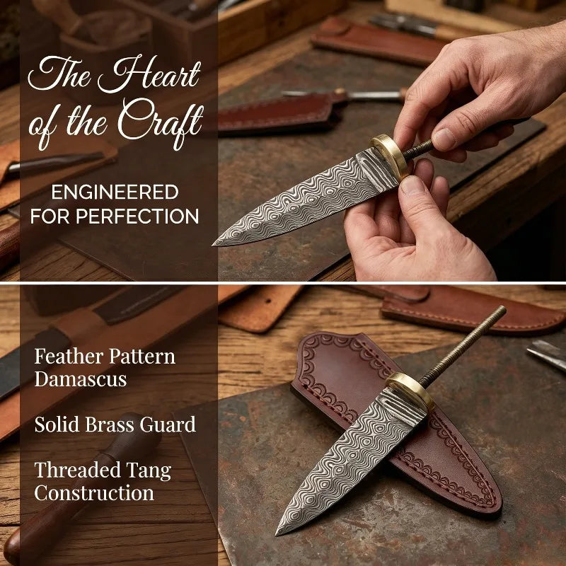 Damascus Steel Tea Knife Blank – Handmade Forged Wedging Tool Tea Knife Blank Qst