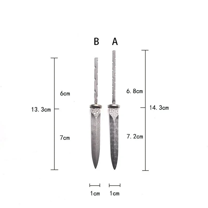 Damascus Steel Tea Knife Blank – Rose & Wave Pattern DIY Blade Knife Blank Qst
