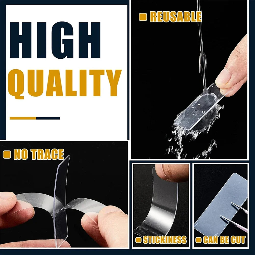 Ultra-Strong Clear Double-Sided Mounting Tape | Reusable 60pc Double-Sided Tape Qme