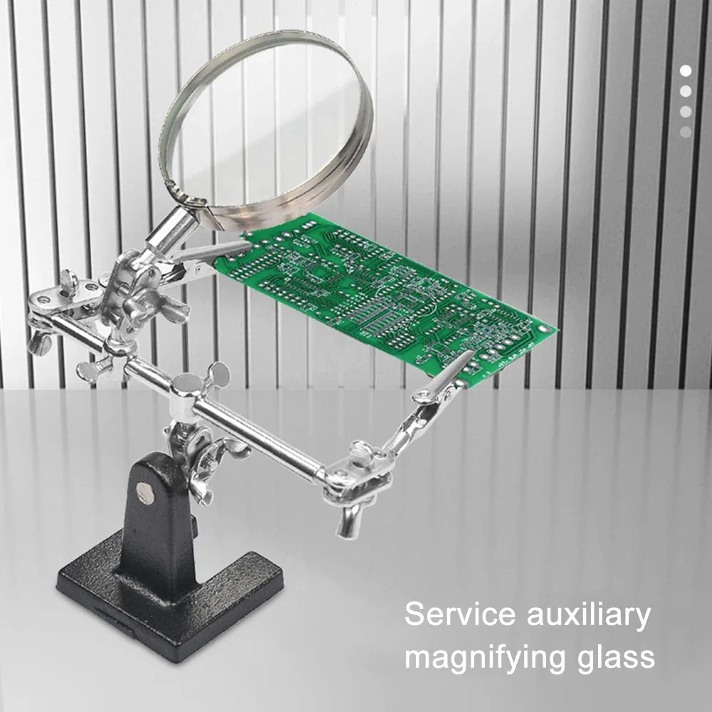 Soldering Iron Stand with Magnifying Glass & Helping Hand Clamp Soldering Station Stand Qme
