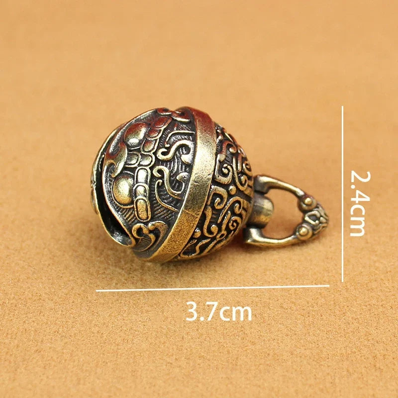 Vintage Brass Copper Gluttonous Taotie Keychain Pendant Keychain Pendant Qme