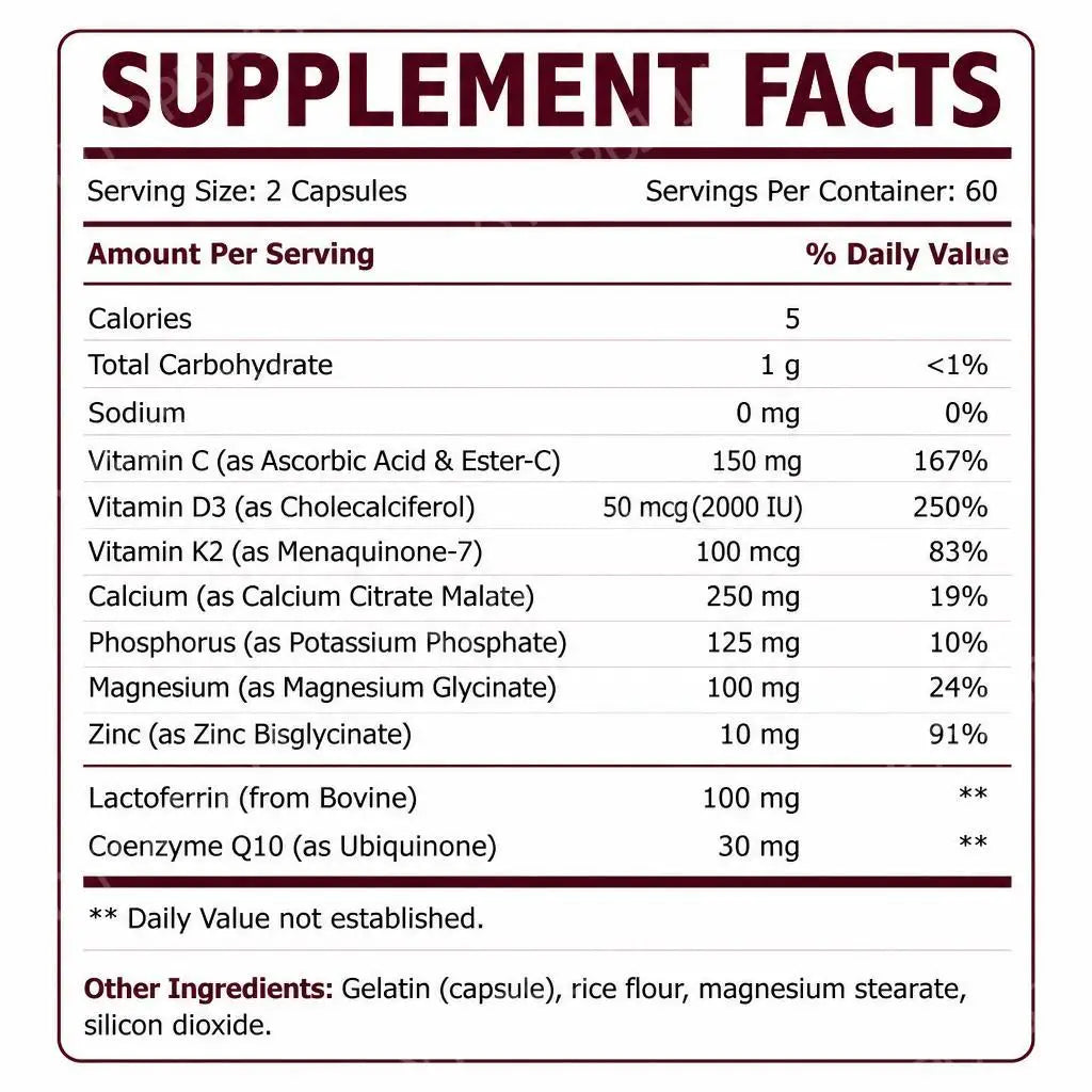 DHOP Strong Teeth Capsules – Enamel & Gum Support 120ct Oral Health Supplement Qst