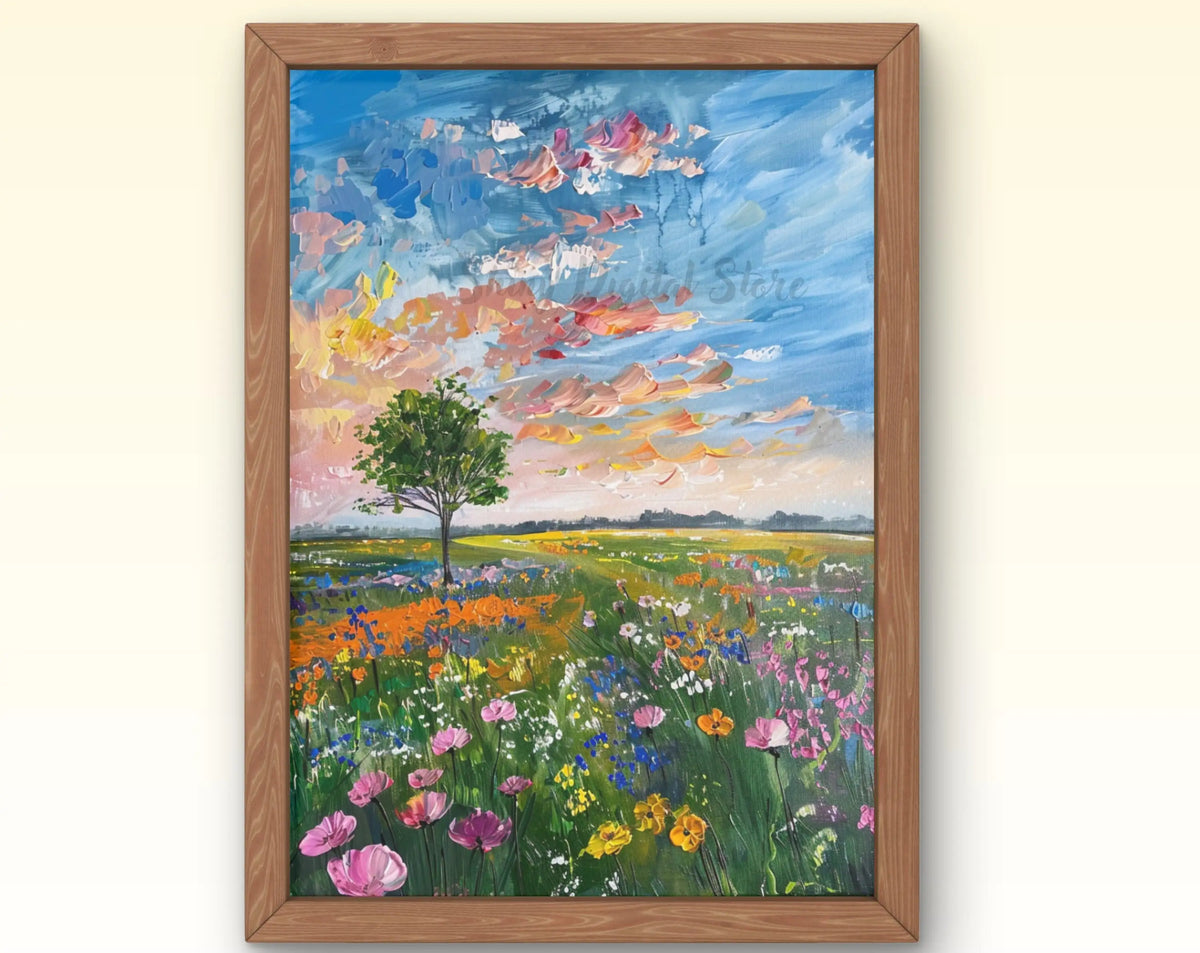 European Rural Scenery Canvas Print – Floral Wall Art Canvas Wall Art Qst