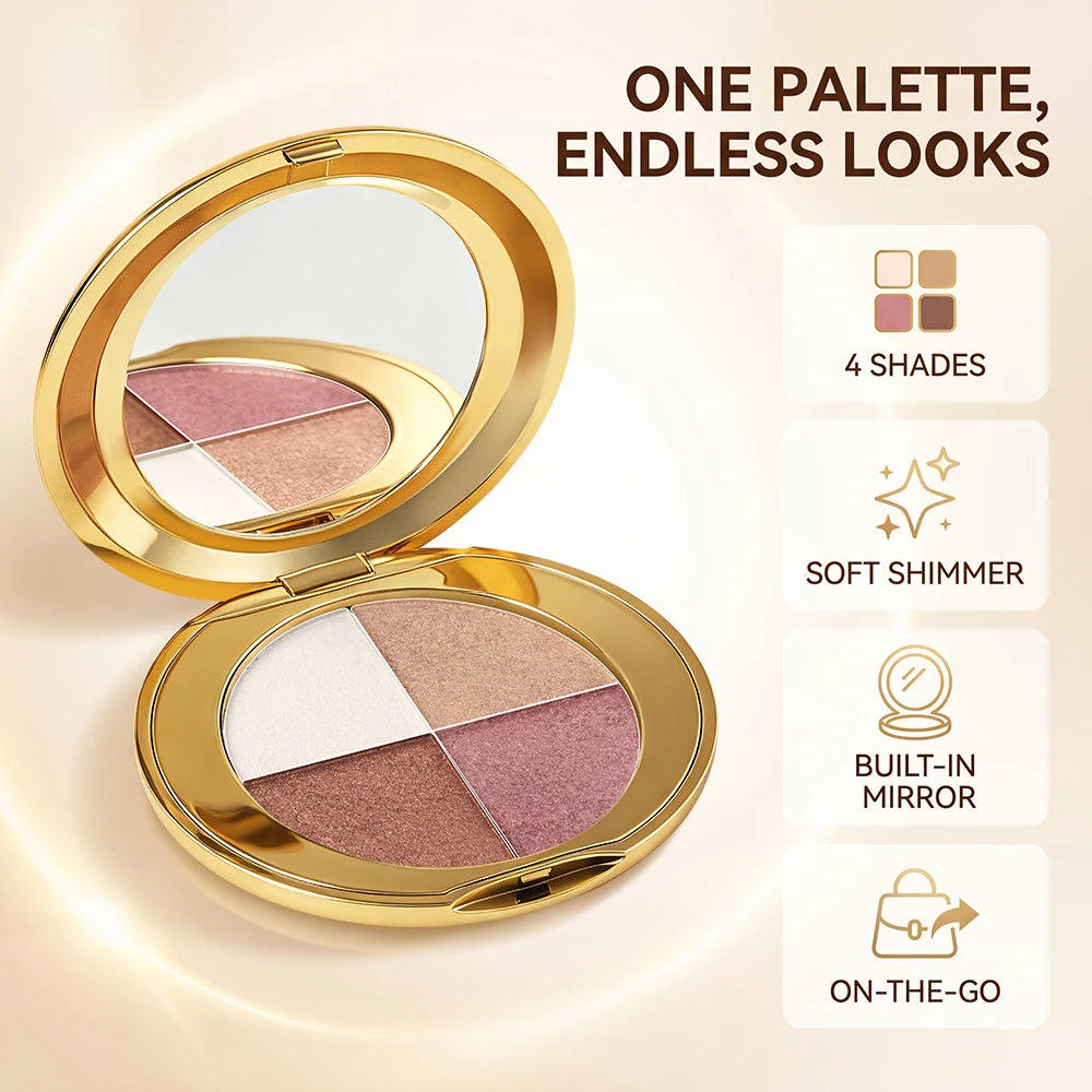 Danchel 4-Color Eye & Cheek Palette – Highlight Contour Shimmer Eye & Cheek Palette Qst