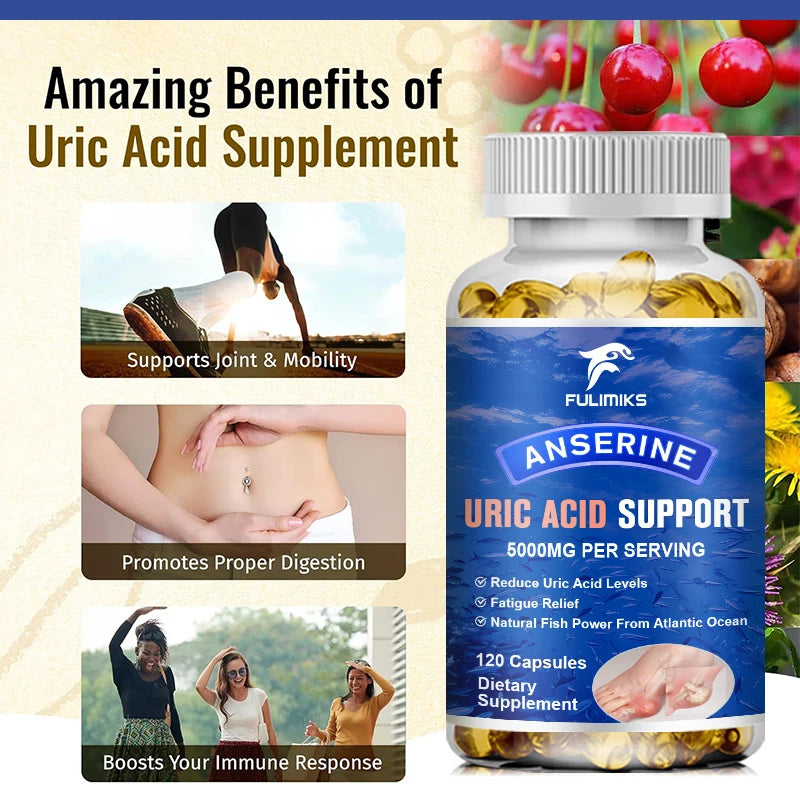 Uric Acid Cleanse Supplement – Tart Cherry & Turmeric | 120ct Dietary Supplement Qst