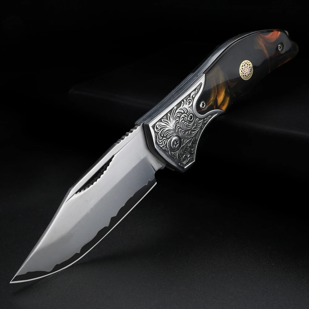 XUANFENG X61 Damascus Steel Folding Knife – Camping Outdoor Folding Knife Qst 1 pcs