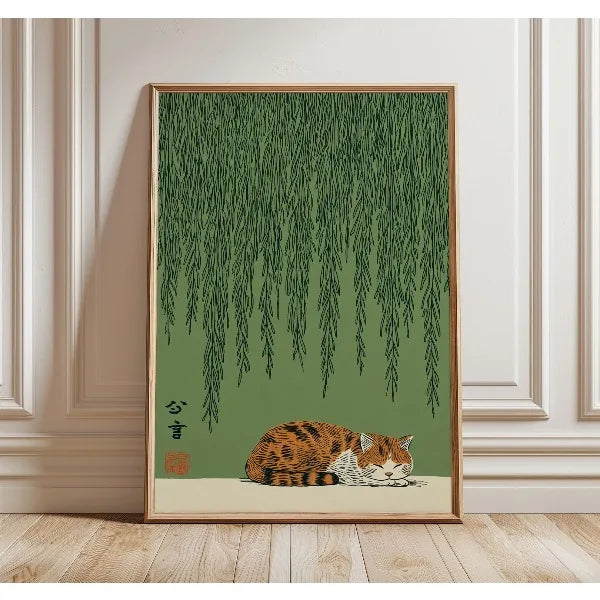 Japanese Cat & Lily Pond Canvas Wall Art – Unframed Print Canvas Wall Art Qst 6 20x30cm Unframed