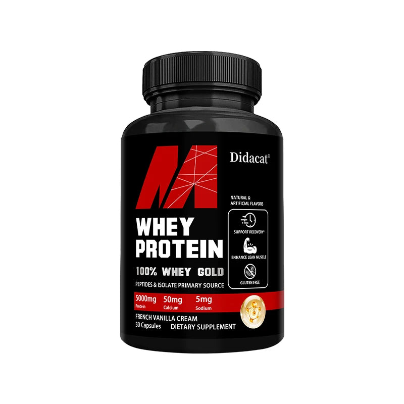 Didacat Whey Protein Concentrate 5000mg – Gluten Free, Non-GMO Protein Supplement Qst 30 count-1 bottle