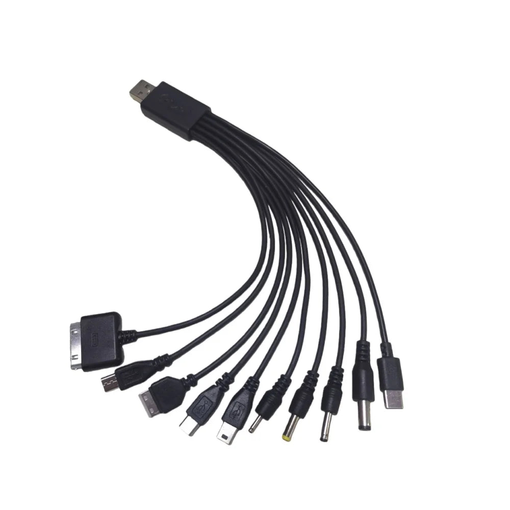 10-in-1 Multi-Function USB Charging Cable – Universal Multi-Head USB Charging Cable Qme Black
